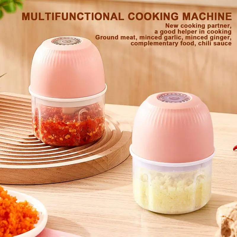 

Electric Garlic Chopper 250ml USB Charging Mini Food Processor Large Capacity Fruit Onion Meat Chopper With Safety Lock Design