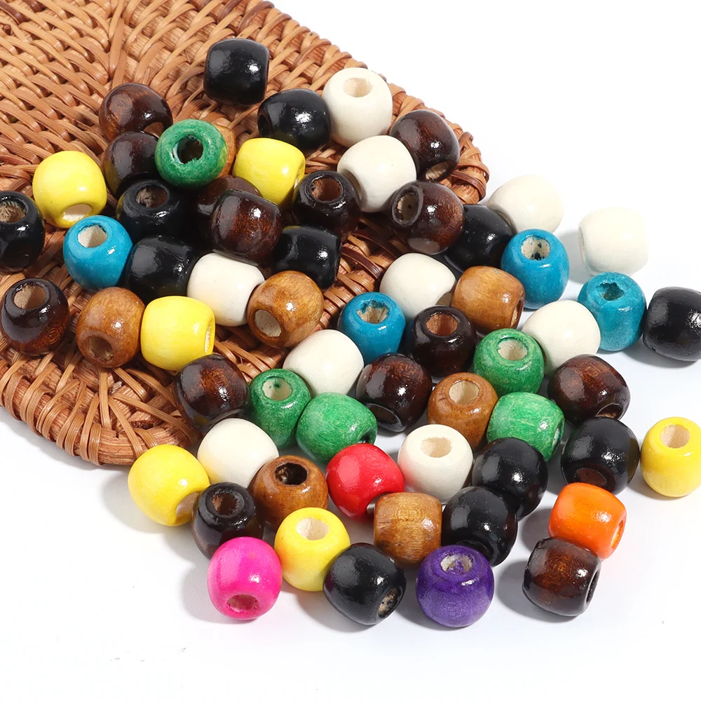Eco-Friendly Natural Wooden Beads - Colorful Loose Beads for DIY Crafts & Accessories