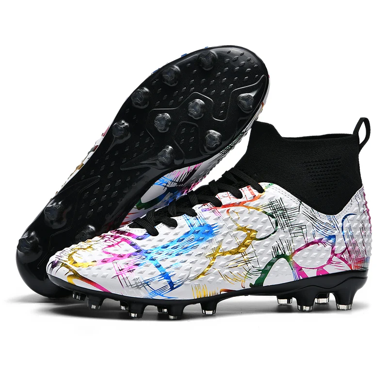 Kids Football Ankle Boots Men Soccer Shoes  Children Leather Soccer Training Sneakers Outdoor Football Cleats Shoes Big SZ 31-48