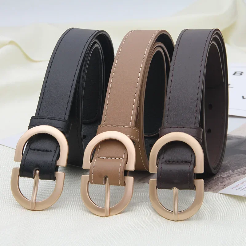 

Female Fashion Belt Simple Metal Buckle Belt for Women Black Suit Jeans Clothing Accessories Pasek Damski Black Coffee