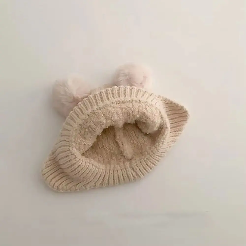 3-24 Months Double Hairball Baby Hat Warm Knitted Knit Cap Wind-proof Thicken Pom Hat Autumn
