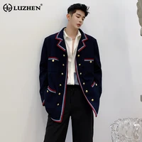 LUZHEN 2025 Spring New Original Edge Color Contrast Splicing Design Korean Version Casual Blazer Coat Men Elegant Jacket LZ1273 1