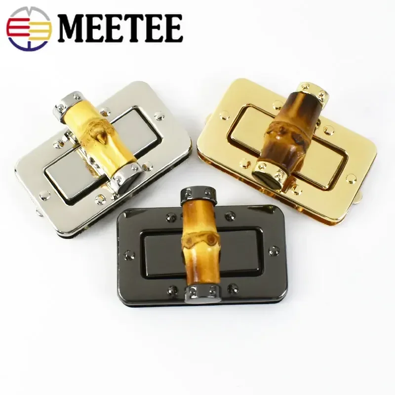 2/4pcs 25x42/33x61mm Bamboo Metal Turn Lock Snap Hooks Women Bag