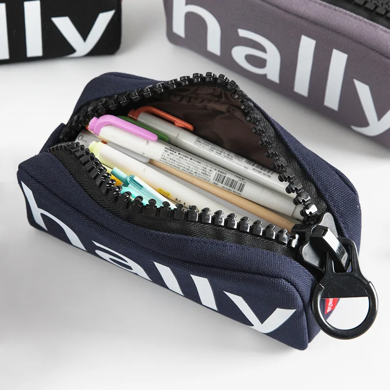 

Simple Large Capacity Pencil Case English Big Zipper Pen Bag Canvas Material Pencil Bag School Office Supplies Stationery