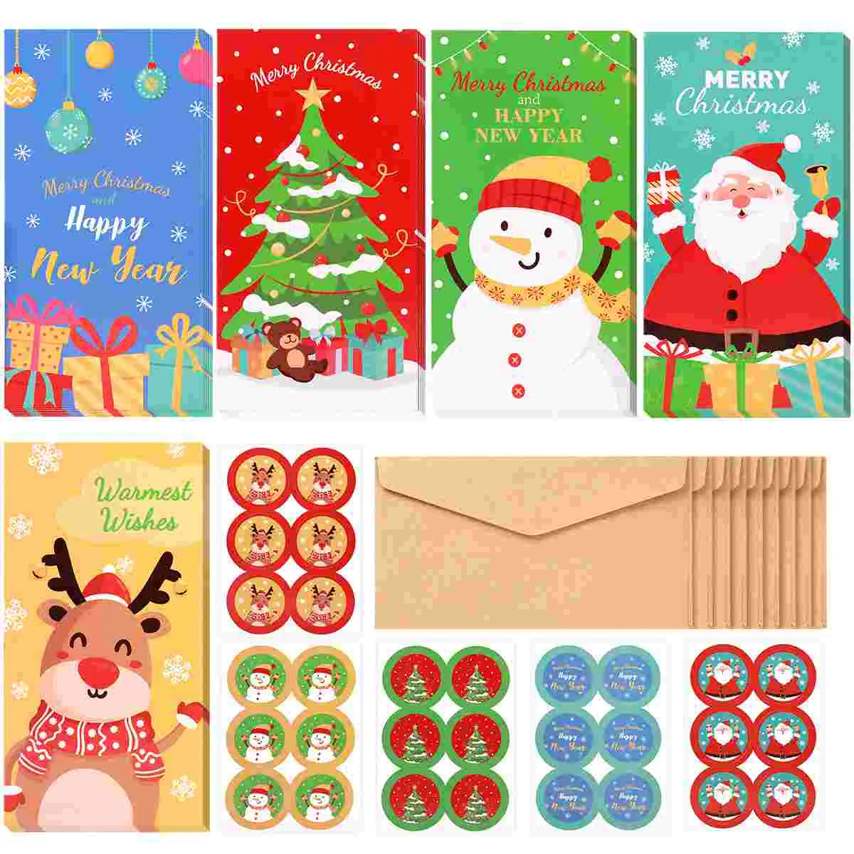 

Christmas Gift Cards with Envelopes Xmas Money Wallet Greet Cards with Holders and Stickers for Christmas Wedding