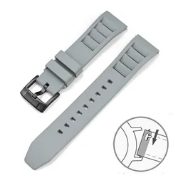Premium FKM Fluoro Rubber Quick Release Waterproof Watch Strap with Stainless Steel Buckle - 19mm (Grey black)