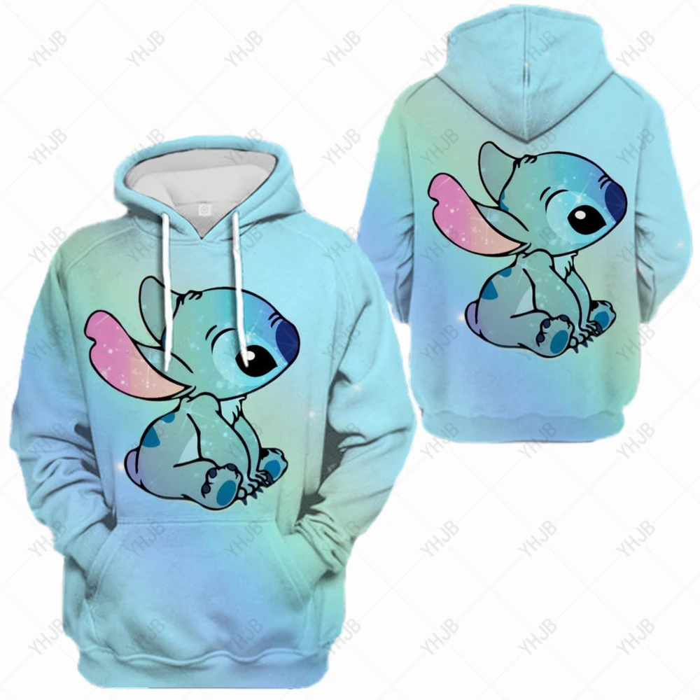 

Disney Stitch Print Cartoons Anime Women Hoodie Oversized Sweatshirt Loose Crewneck Hoody Crewneck Pullover Hooded