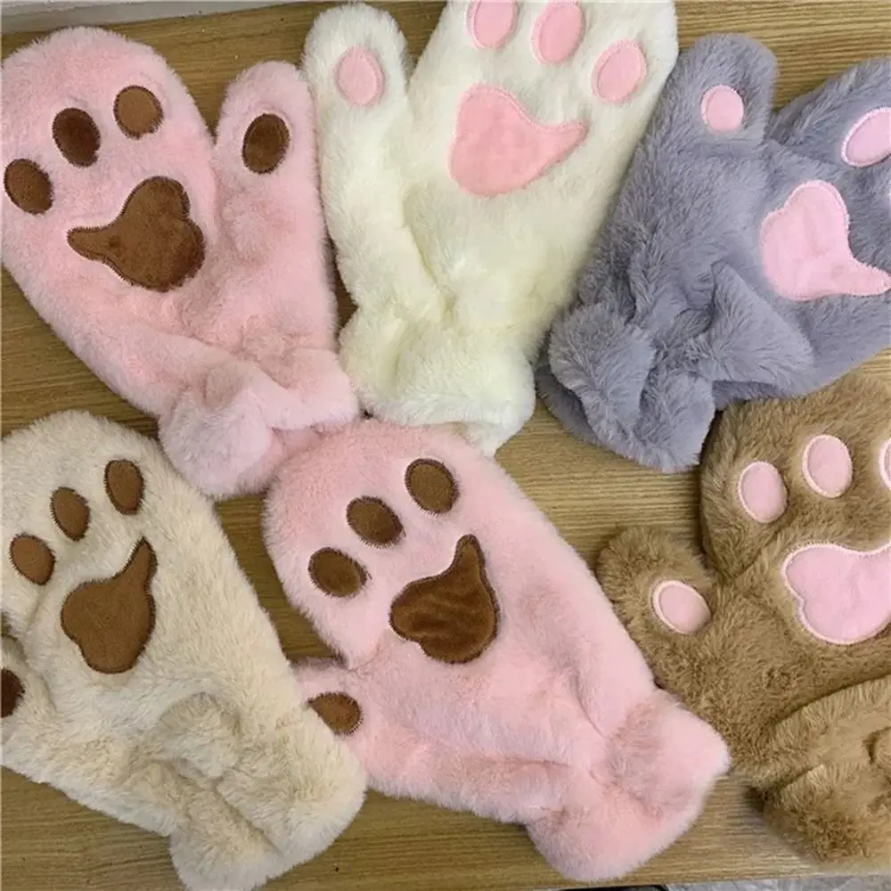 

Sweet Girls Autumn For Women Full Finger Bear Claw Plush Winter Paw Mittens Cat Claw Gloves Anime Cosplay Gloves