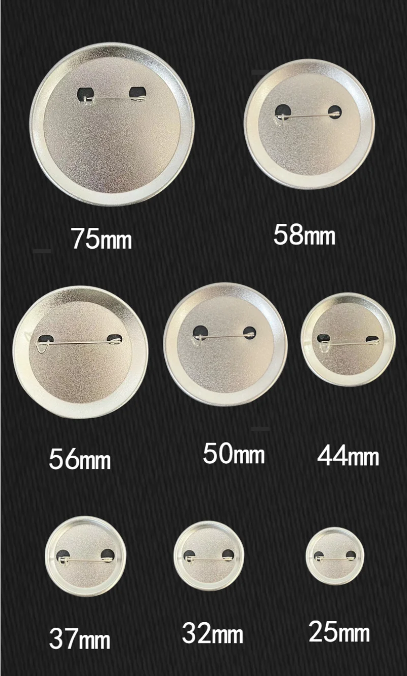 10Sets Metal Badge Pin Button Maker Parts 25-75MM DIY Blank Badge Button Parts for Art Crafts Making Iron-Base Badges Set