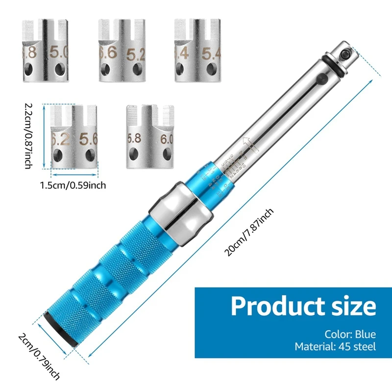 Spoke Torque Wrench 2-10 NM Motorcycle Spoke Wrench Set Steel Torque Wheel Spanner Storage Box 5.0-6.8Mm spoke torque wrench set