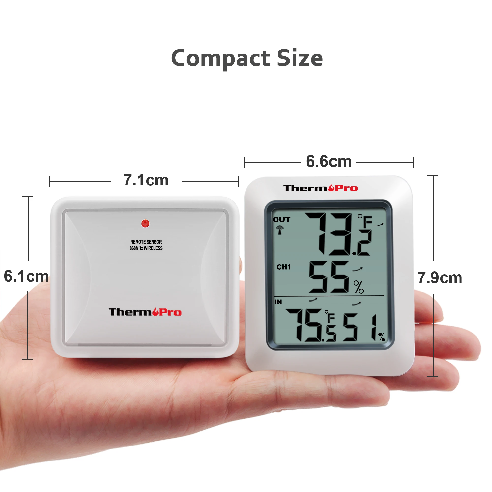 ThermoPro 무선 디지털 실내 온도계 습도계, TP60C, 가정용 기상 관측소, 60m