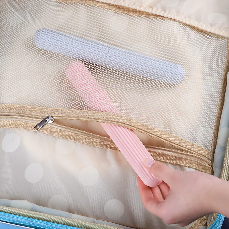 Multi-Function Toothbrush Case With Cover Portable Outdoor Travel Tooth Brush Dust-Proof Protect Box Household Commodities Pink toothbrush case