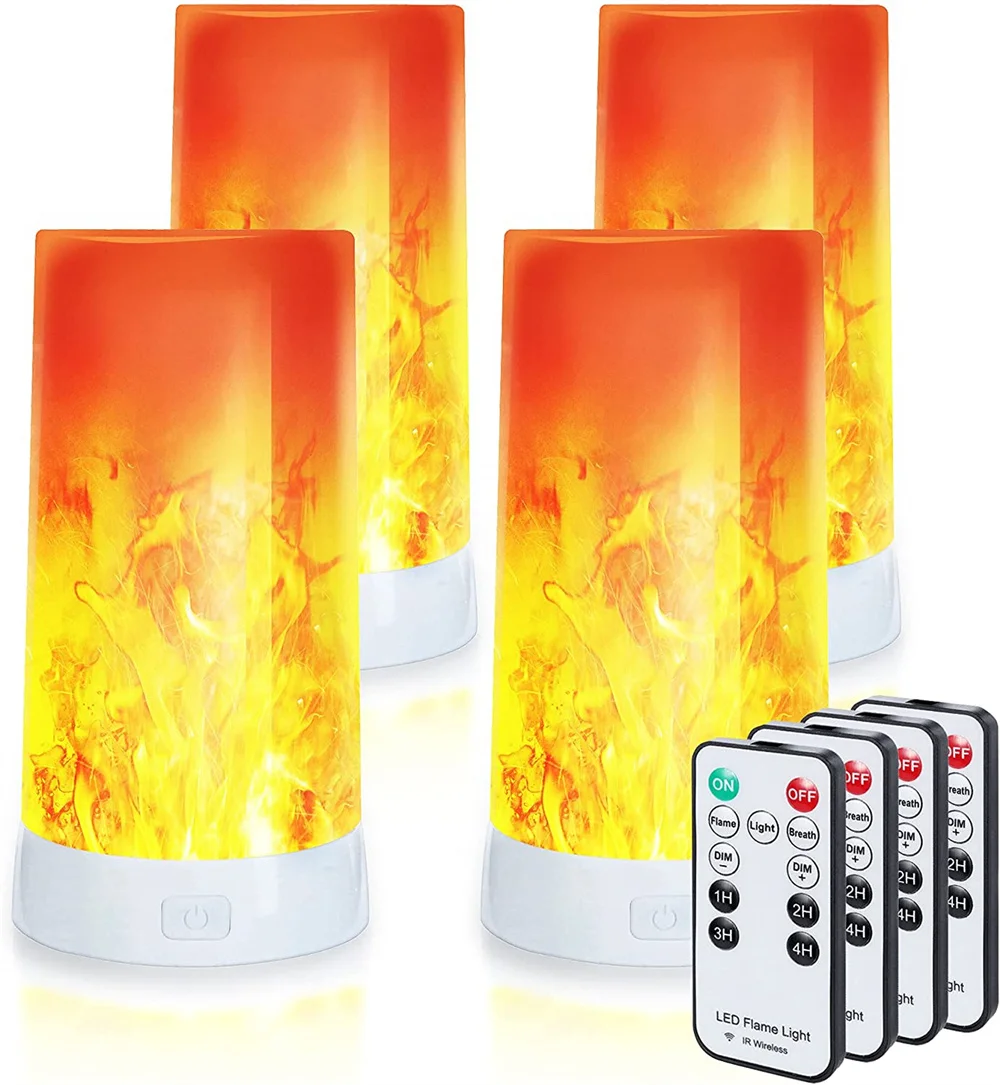 

1/2/4 Pack LED Flame Effect Light Bulbs USB Rechargeable Flame Table Lamp 4 Modes Dimmable Flameless Candle Light for Christmas