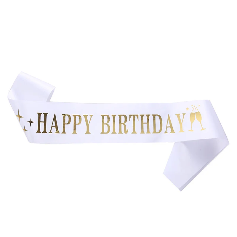 Birthday Party Party Ribbon HAPPY BIRTHDAY Bronzing Can Be Customized Any Age Birthday Shoulder Strap Etiquette Belt