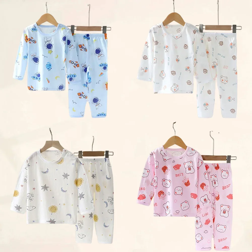 Kids Clothes Pajama Sets Sleepwear T-shirt Tops Pants Suits Autumn winter Boy Girl