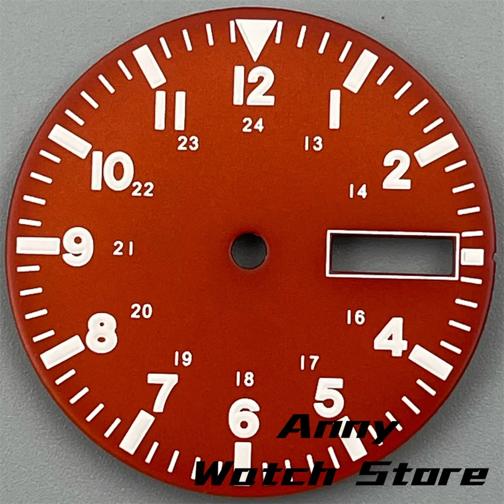 Green Luminous Dual Date Watch Dial with Hands Set