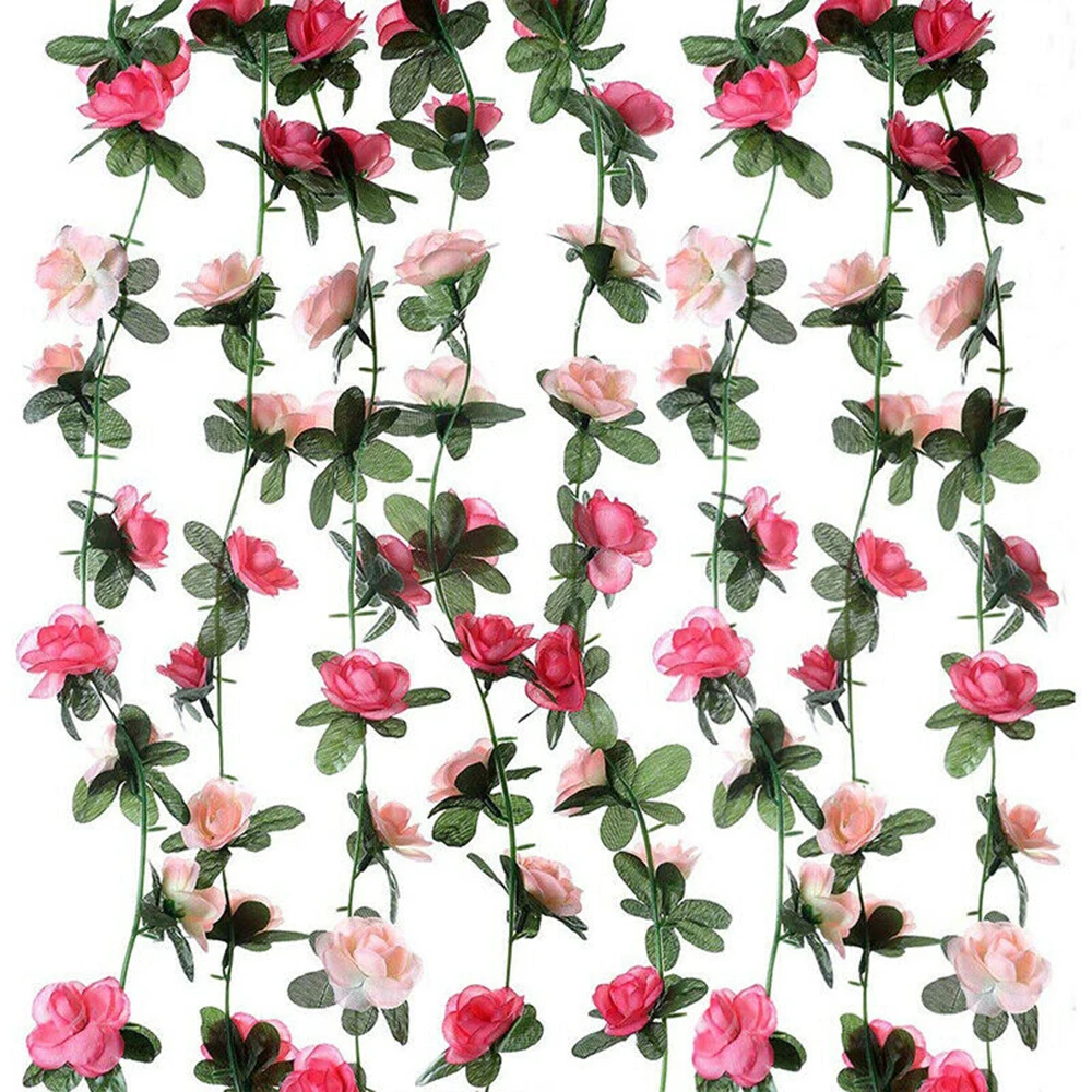 

Artificial Pink Rose Vine Flowers Garland Hanging Floral Home Garden Party Decor Each Garland 2.5m Weddings, Festivals,parties