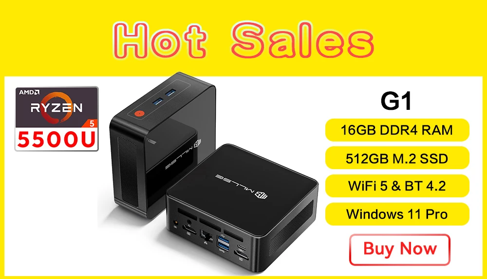 Mini PC Intel N4000 6Go RAM 128Go compact bureau Windows 11