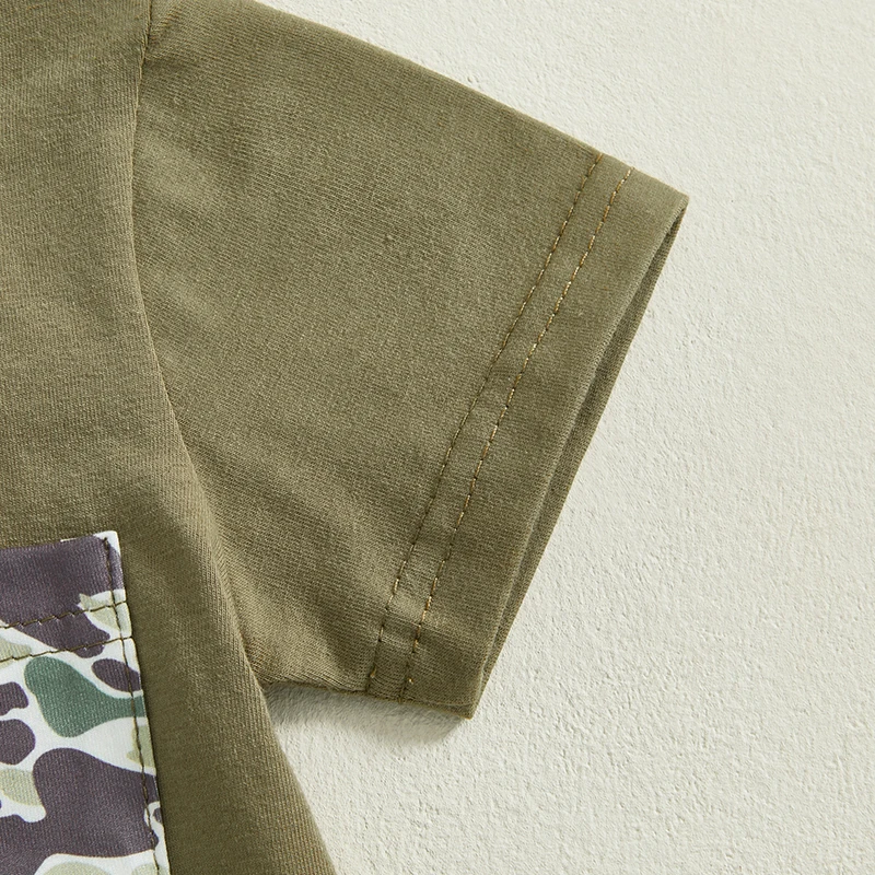 Summer Newborn Baby Boys Clothes Set Casual Short Sleeve Crew Neck T-shirt with Camouflage Shorts Summer Outfit