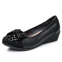 Summer Comfortable Woman Shoe Genuine Leather Soft Bottom Square Head Summer Shoes Women Large Size Flat Silver Barefoot Slip-on 2