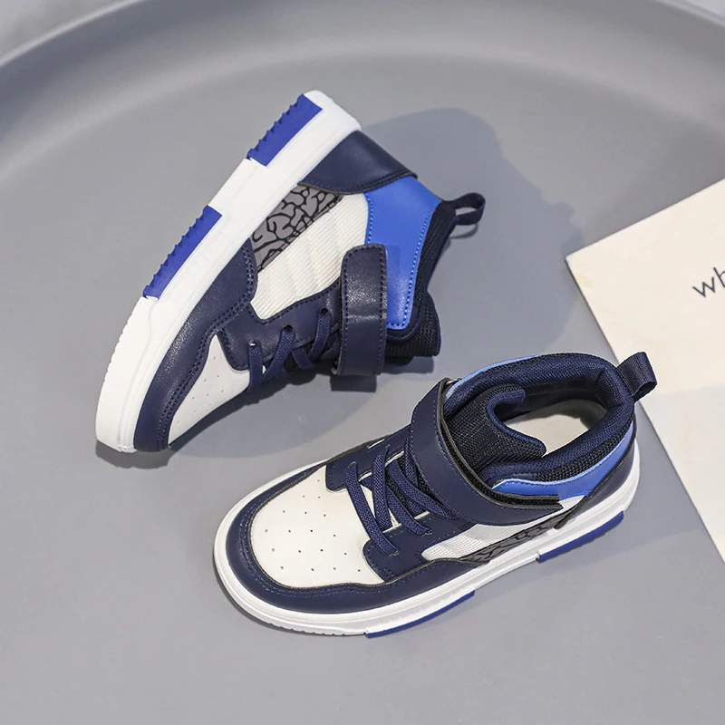 Brand Kids Board Shoes High Top Boys Girls Sneakers Leather Waterproof Non-slip Sport Shoes Children Toddler Casual 28-38