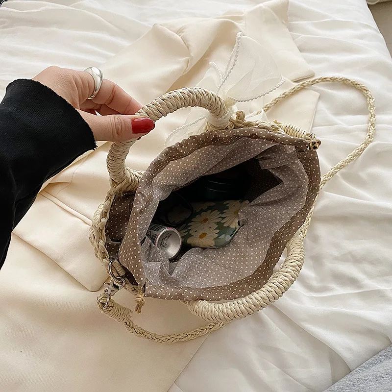 Straw Woven Crossbody Shoulder Bag For Women Handmade Small Purse Handbag Bohemia Design Ladies Summer Rattan Beach Bag bolsa