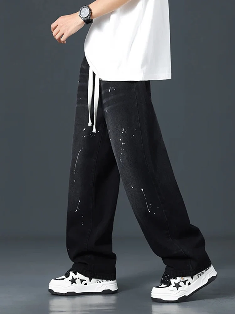 2024 New Spring Autumn Men's Jeans Vintage Straight-leg Baggy Pants Fashion Korean Wide Trousers Streetwear 5XL Large Size 5
