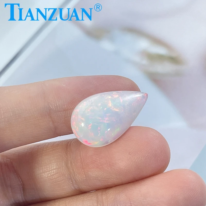 7.6CT Natural Opal Stone Pear Shape Flat Base Cabochon Opal Stones Semi-Precious Gems Beads For Jewelry