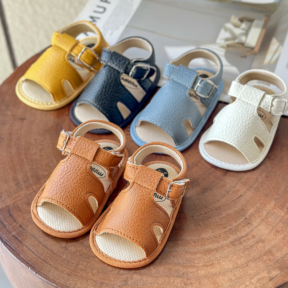 Soft Open Toe Sandals For Baby Boys, Newborn Infant 0-1 Years Old Comfortable Breathable Non Slip Sandals With Hook And Loop Fas 1
