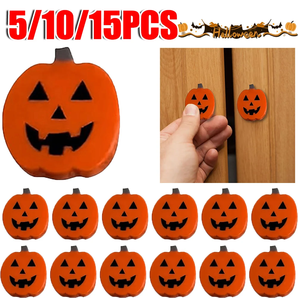 5/10/15pcs Halloween Pumpkin Knob Button Cover Halloween Pumpkin Cabinet Pull Gloves Drawer Button Bump-Proof Cover