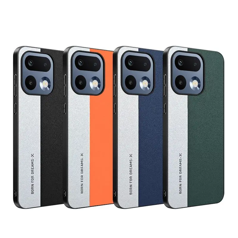 Business Color Block Skin-Friendly Anti-Fingerprint Leather Shockproof Bumper Case