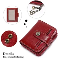 Genuine Leather Short Women Wallet Hasp Zipper Mini Zero Wallet Portable Female Purse Slim Money Bag Small Coin Card Holders - Image 5