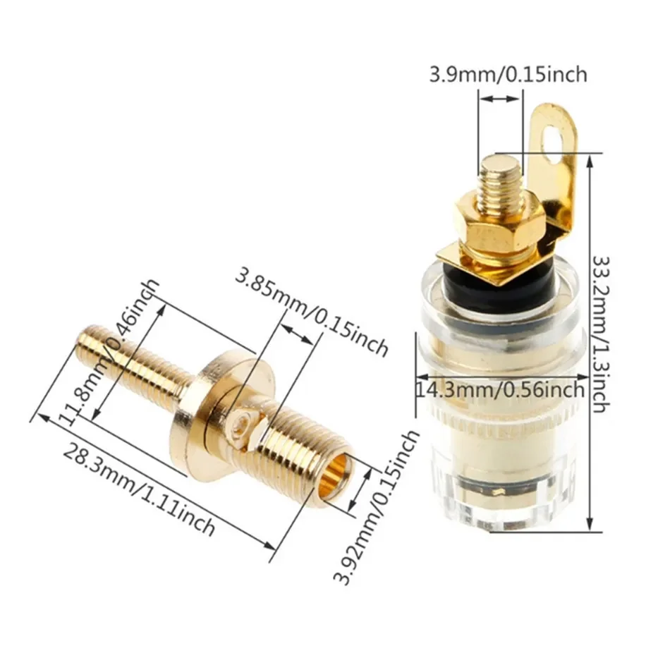 Gold Plated Speaker Terminal Binding Post Amplifier Connector Suitable For  5mm Banana Plug Connectors Solder Audio Adapter