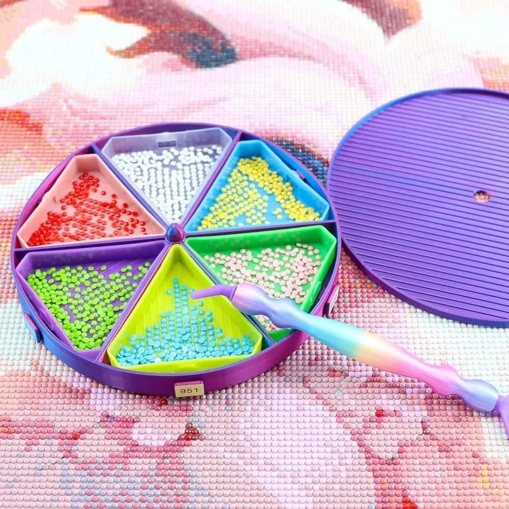 DIY Craft Diamond Painting Tray Kits Embroidery Multi-Color Large Diamond Painting Tray With Lid Rotating Stackable