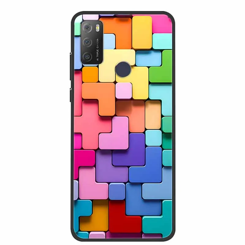Charming Cat & Floral Design Silicone Phone Case, Black 6.52''