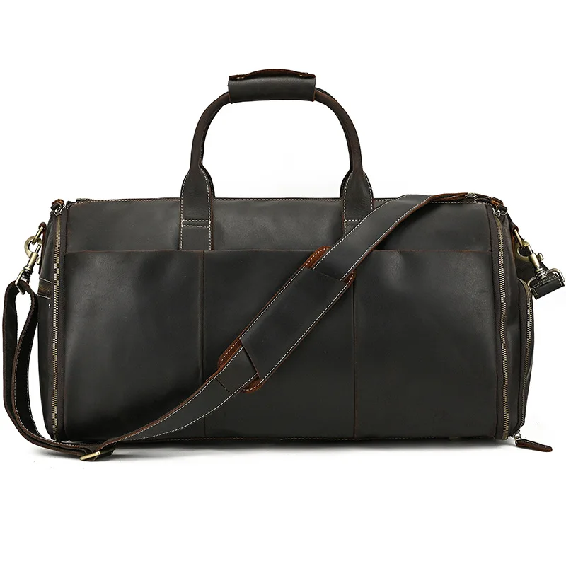 

Men's Leather Travel Bag with Foldable Suit Compartment