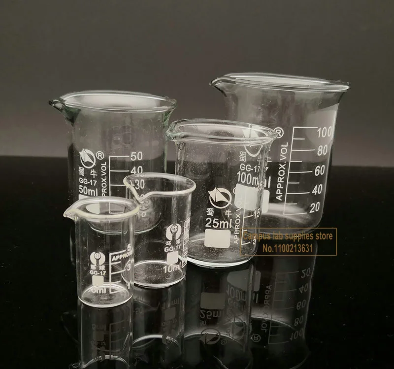 

1Set (5/10/25/50/100ml) Borosilicate Glass Beaker Clear Measuring Cup Medical Supplies and Equipment