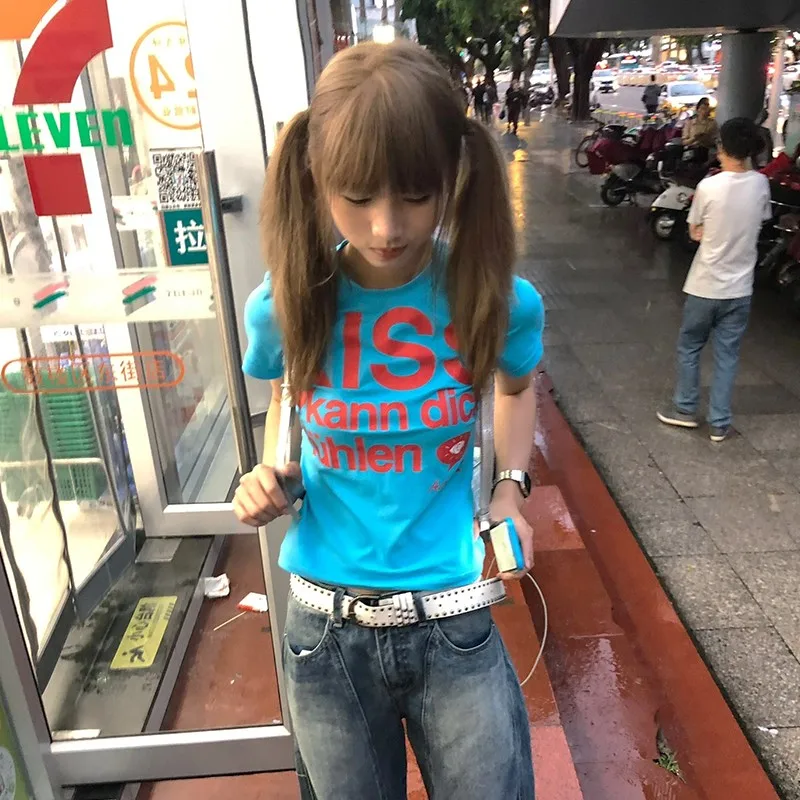 Y2K Letter Print Short Sleeve Crop Top Tee for Vintage Harajuku Street Style — photo 4