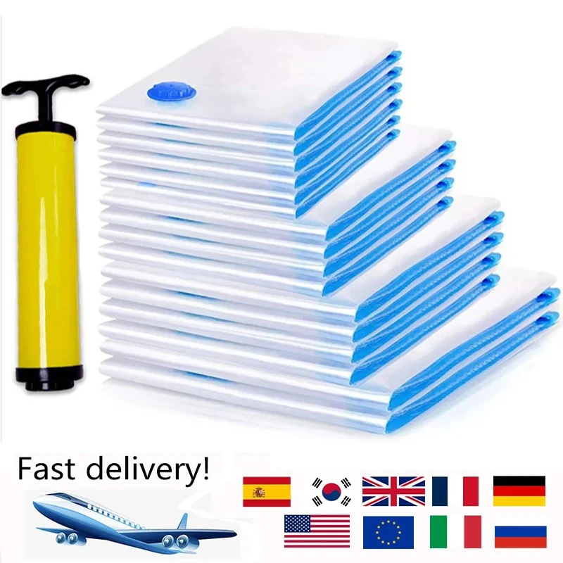 5 Pack Vacuum Storage Bags Travel Saving Package for Pillows Clothes  Bedding Foldable Seal Compressed Closet Home Organizer - AliExpress