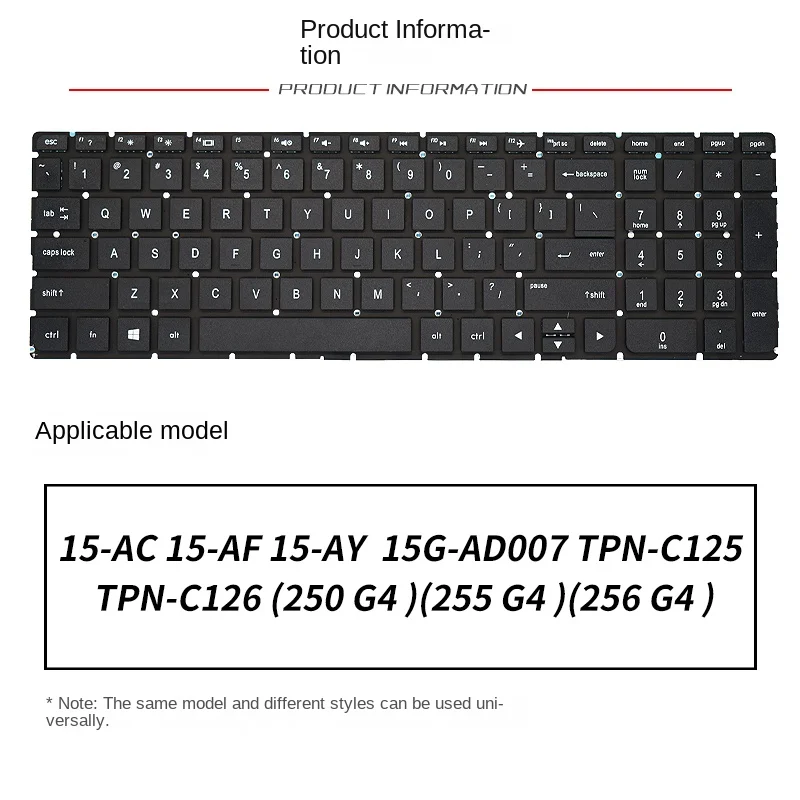 Adatto Per La Sostituzione Della Tastiera Del Laptop Hp Tpn-C125 C126 Hq-Tre 250 G4 255 G4 256 G4