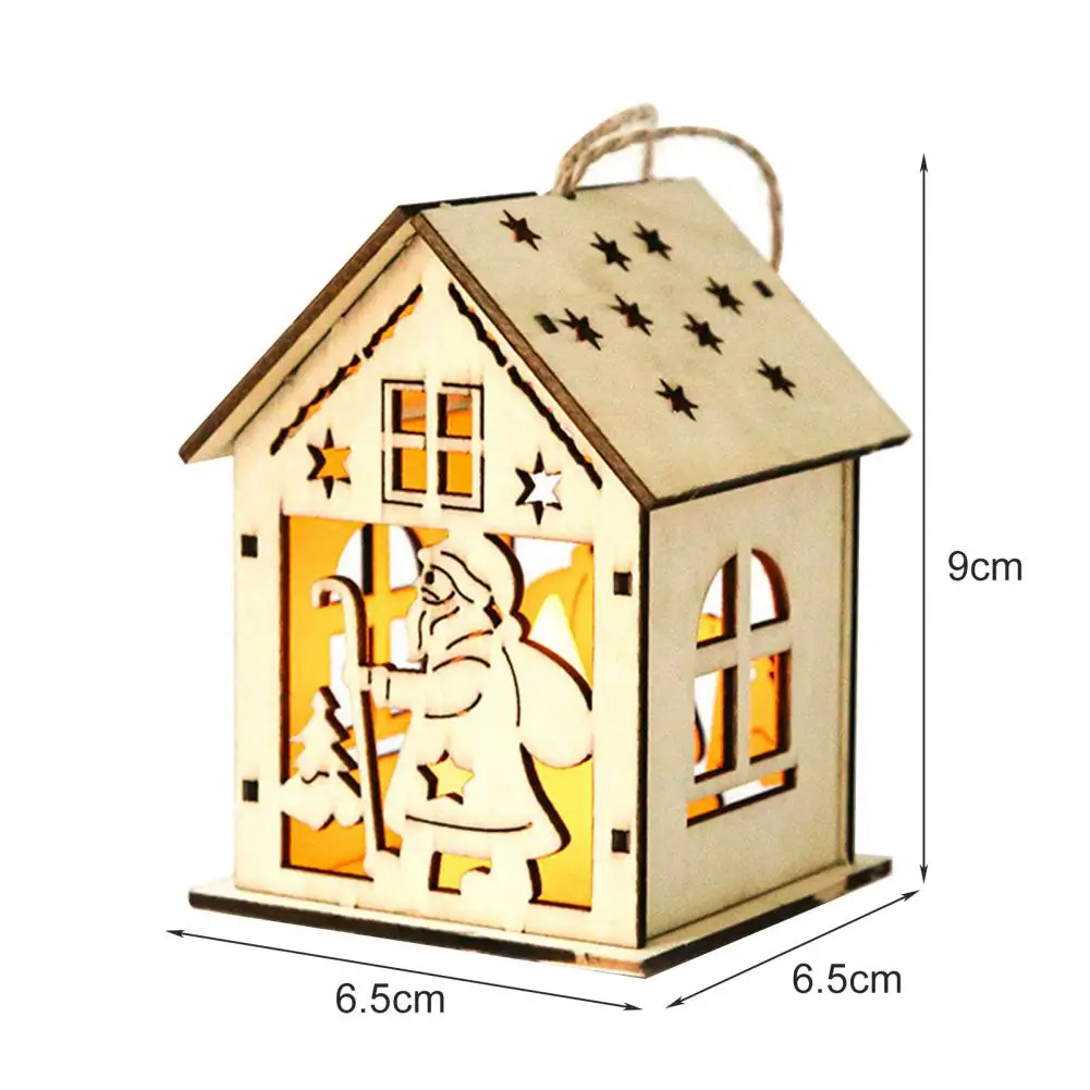 Christmas LED Wood House Ornaments Eco friendly Glowing Mini Personalize Illuminate Christmas Tree Pendant