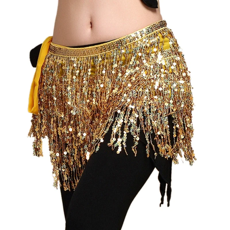 

Женский набедренный платок для танца живота, разноцветный пояс с бахромой и блестками, 15 цветов
