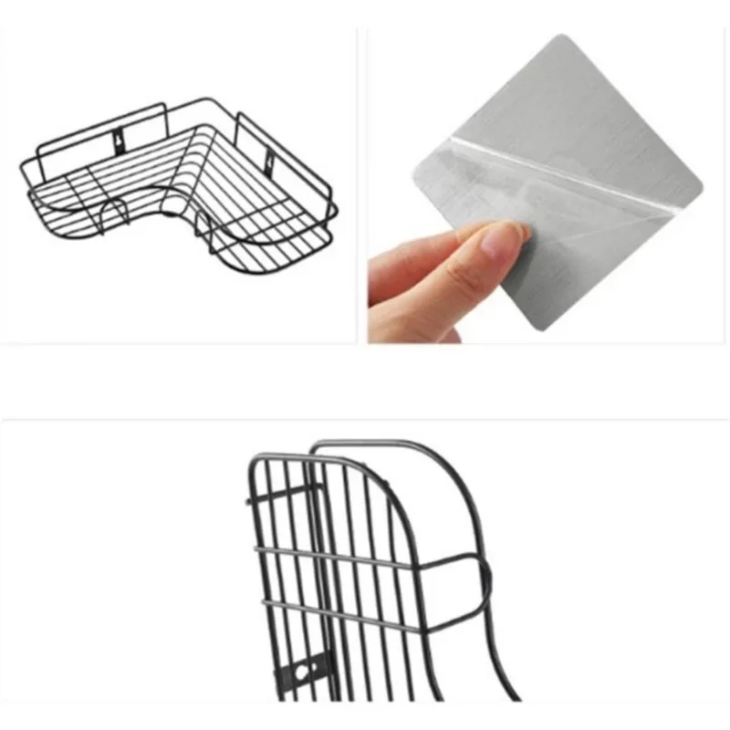 Bathroom Shelf Wall Mounted Corner Organizer Metal Shower Rack Storage Shampoo Soap Holder Rustproof