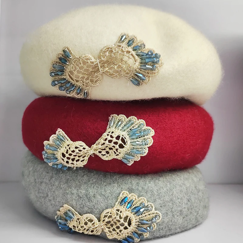 

Vintage Woolen Beret hat for women winter fashion mushroom hat Artistic temperament painter hat warm pumpkin caps bowler hat