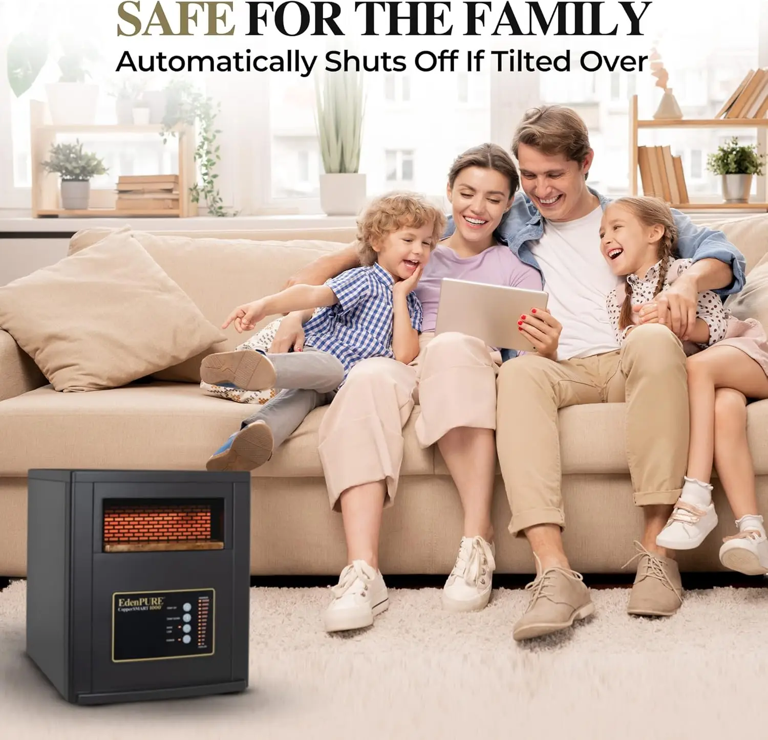 CopperSMART Electric Space Heater-ETL Listed 1000 to 1500 Watt Portable Heater for Large and Small Rooms Energy Efficient