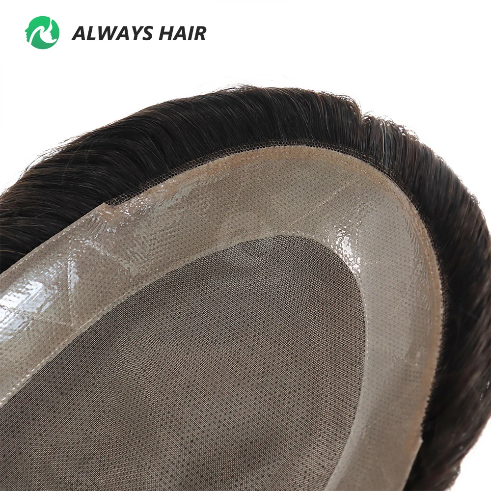 Human Hair Toupee 6" Indian Human Hair Toupee 130% Density Natural Wig for Men