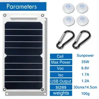 Panneau solaire portable 35W Sunpower 5V avec chargeur USB sécurisé et stable pour batterie externe, téléphone, camping en plein air, maison, camping-car, cadeau 6