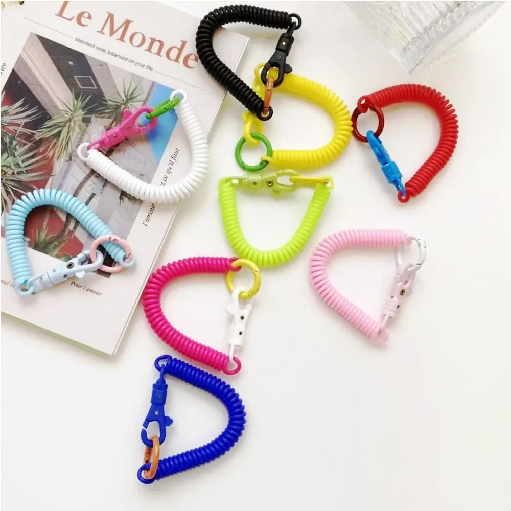 Uxcell Retractable Coil Spring Keychain Clasp With Key Ring 205mm, 2