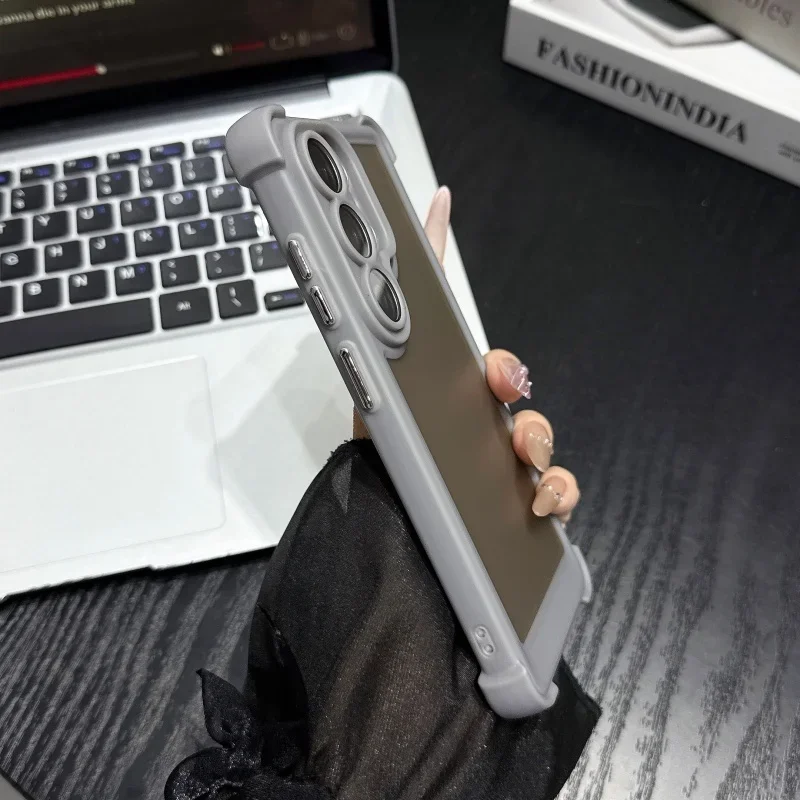 Shockproof Clear Matte Military Armor Case with Hybrid Translucent Protective Frame