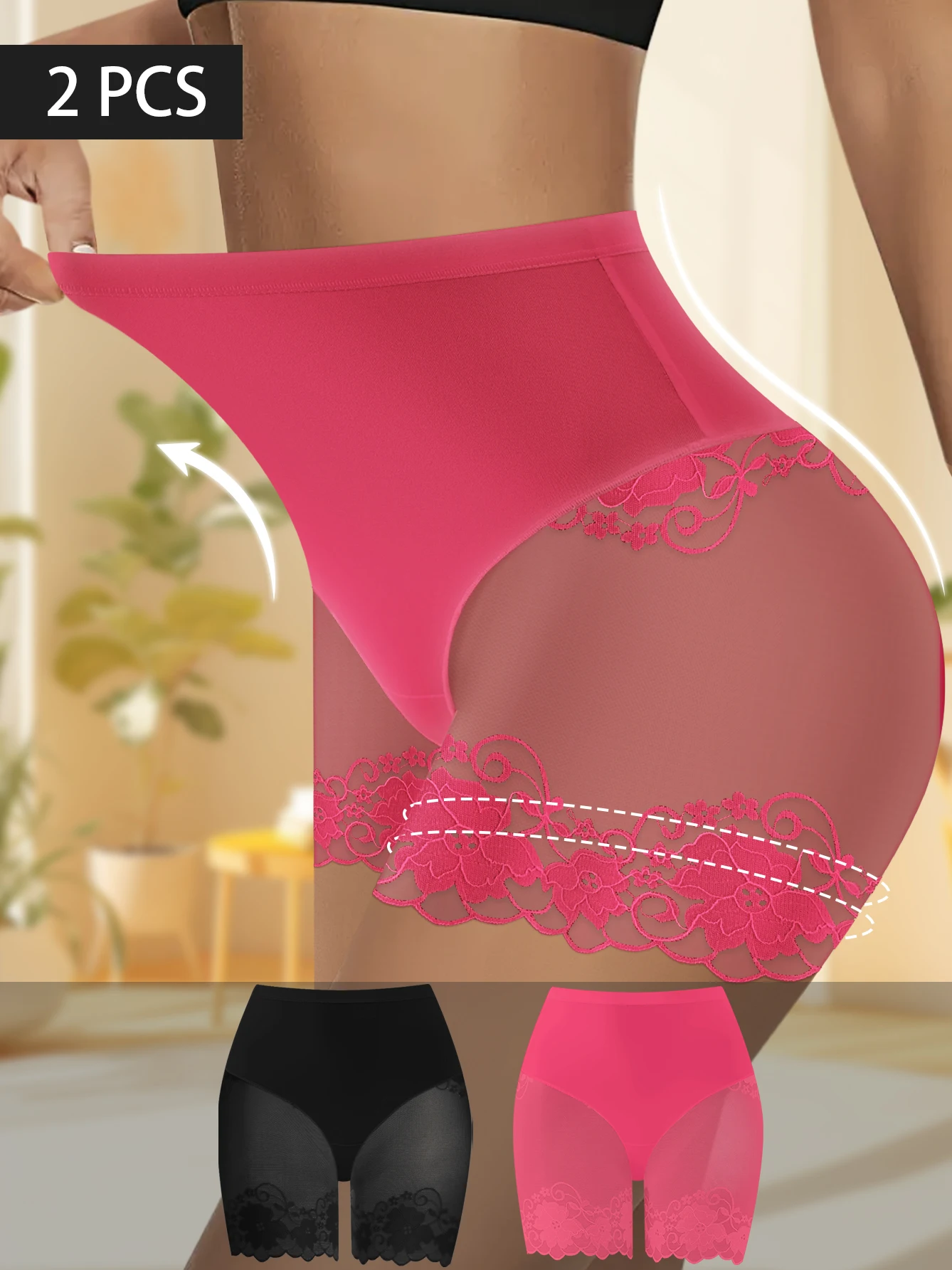2-Pack Women’s Transparent Boyshorts - Lightweight, Breathable, Mid-Waist Tummy Control, Perfect for Romantic Dates and Everyday 1